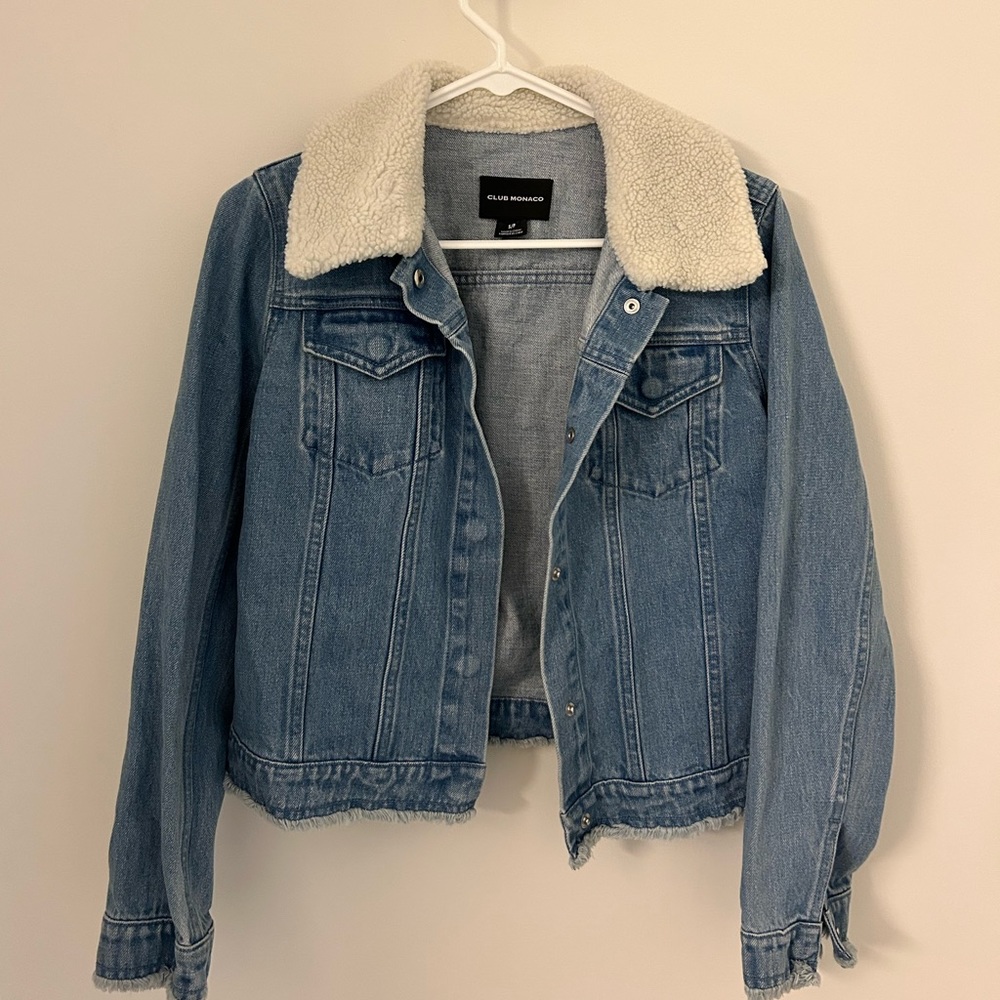 Club Monaco Denim Jacket Fur Collar size S
